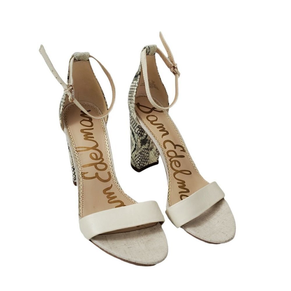 Sam Edelman Womens Sandals 10 Yaro Animal‎ Print Ankle Strap Block Heels Leather